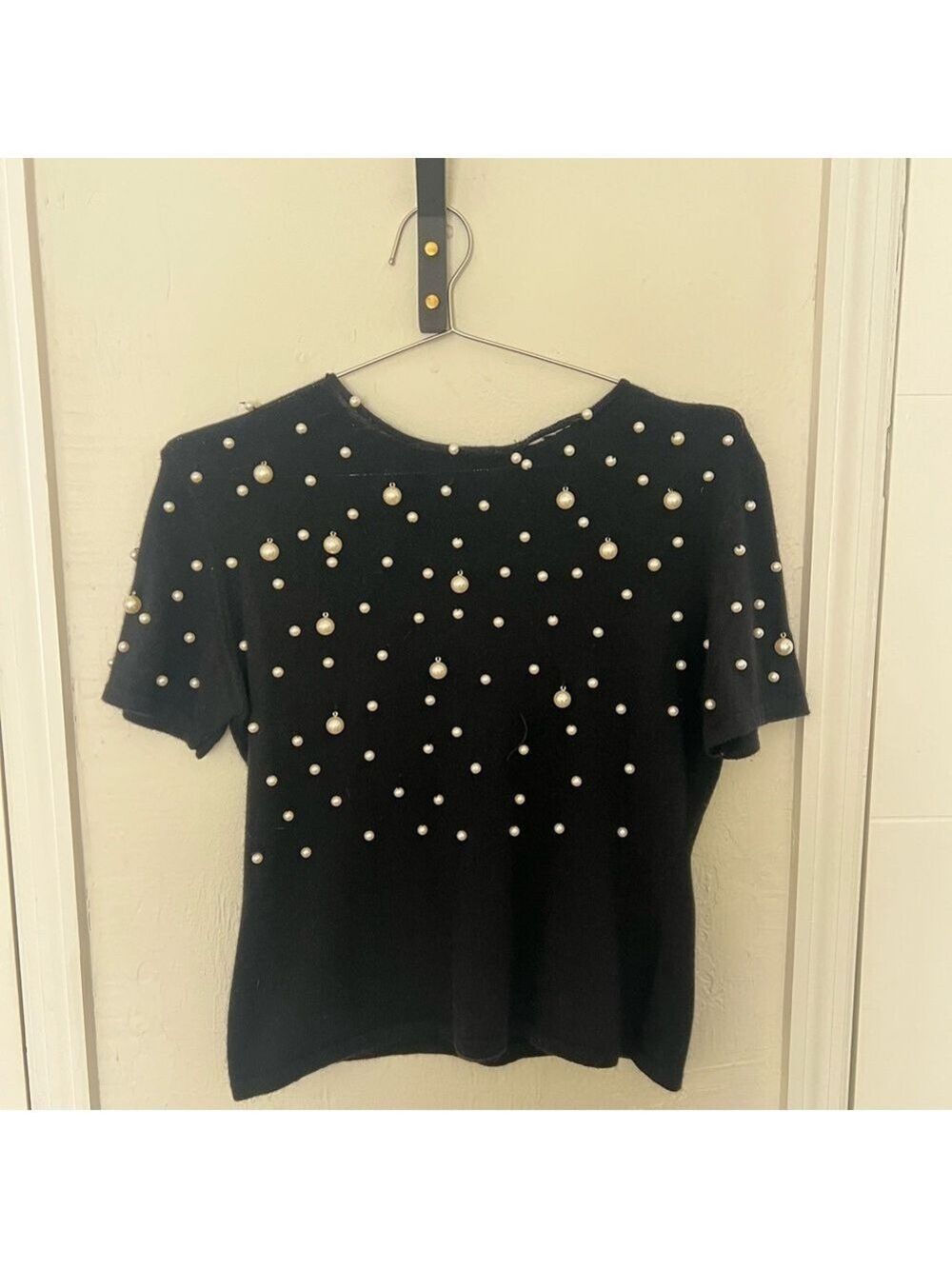 Vintage Black Pearl-Embellished Women's Top - Picture 2 of 2